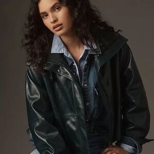 Pilcro Faux Leather Swing Jacket